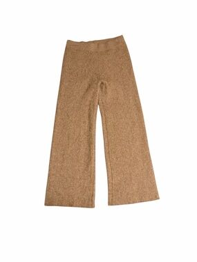 Gobi Wide-Leg Rib Knit Cashmere Pants - Camel